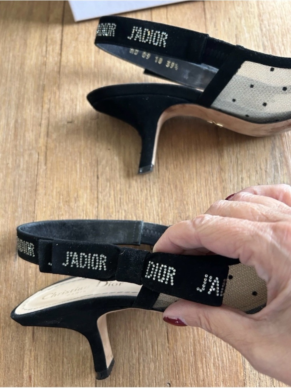 CHRISTIAN DIOR J’Adior Polka Dot Mesh Slingback - 39.5/ US 9 - Very Good Cond - Picture 4 of 8